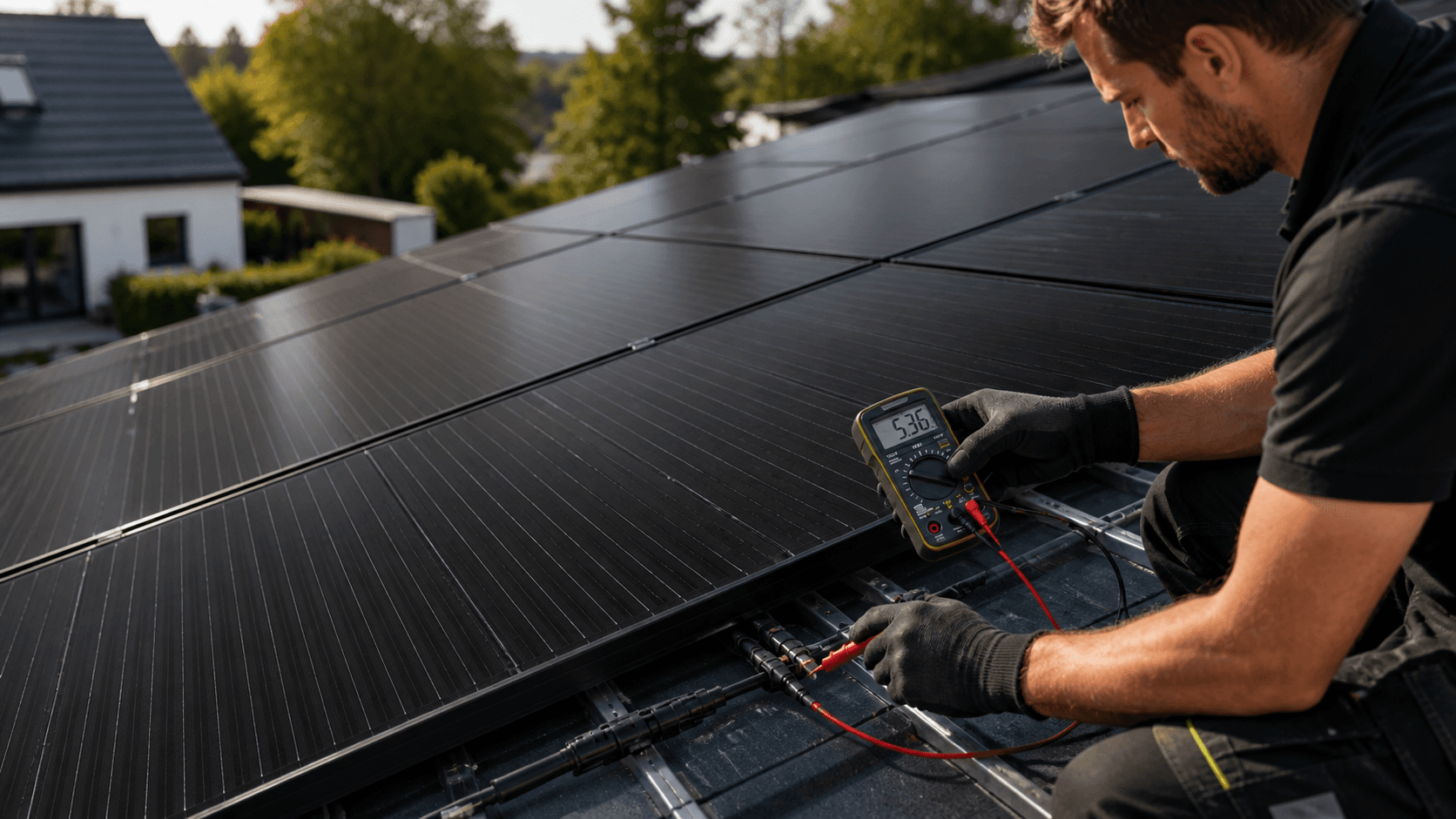 Meten aan een zonnepaneleninstallatie met een multimeter
