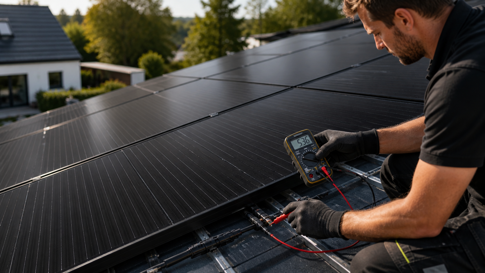 Meten aan een zonnepaneleninstallatie met een multimeter