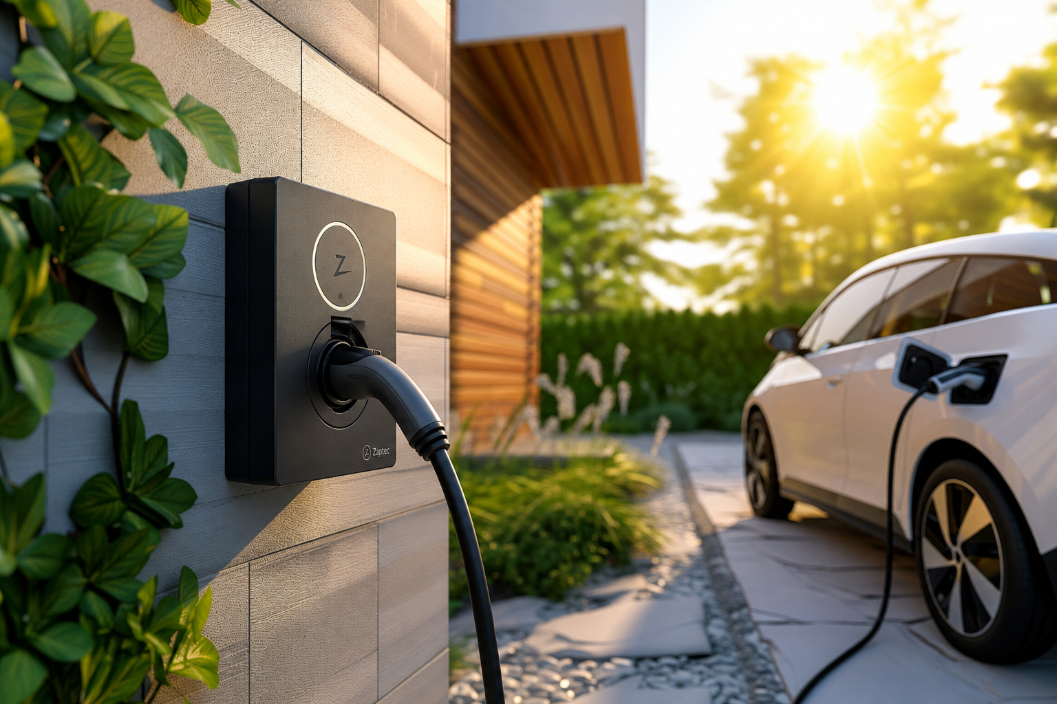 Laadpaal naast een elektrische auto